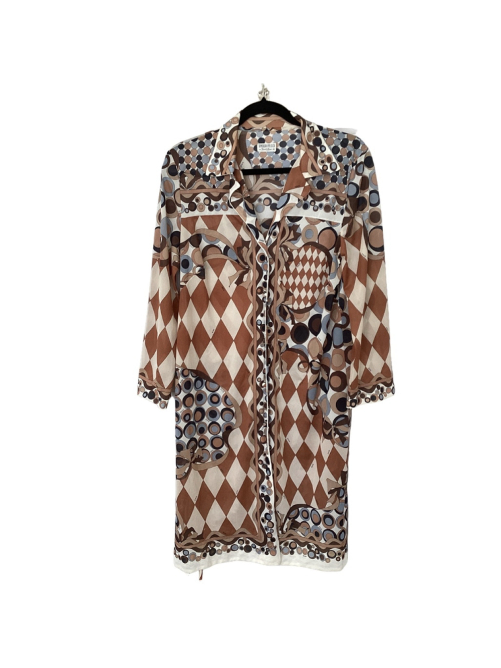 Emilio Pucci 1960s Harlequin & Circle Pattern Bed Jacket Robe Duster Sz S/M. - Picture 2 of 8